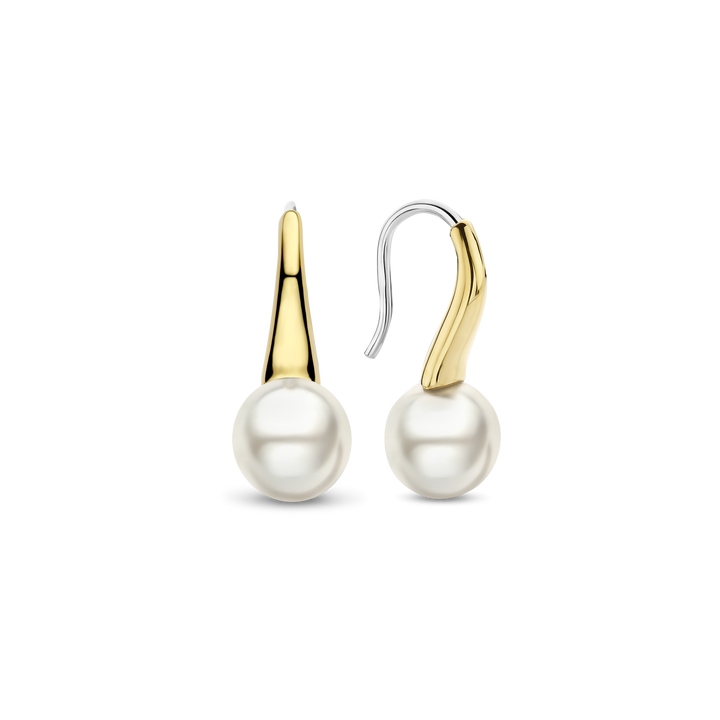 Orecchini argento laminato e perle