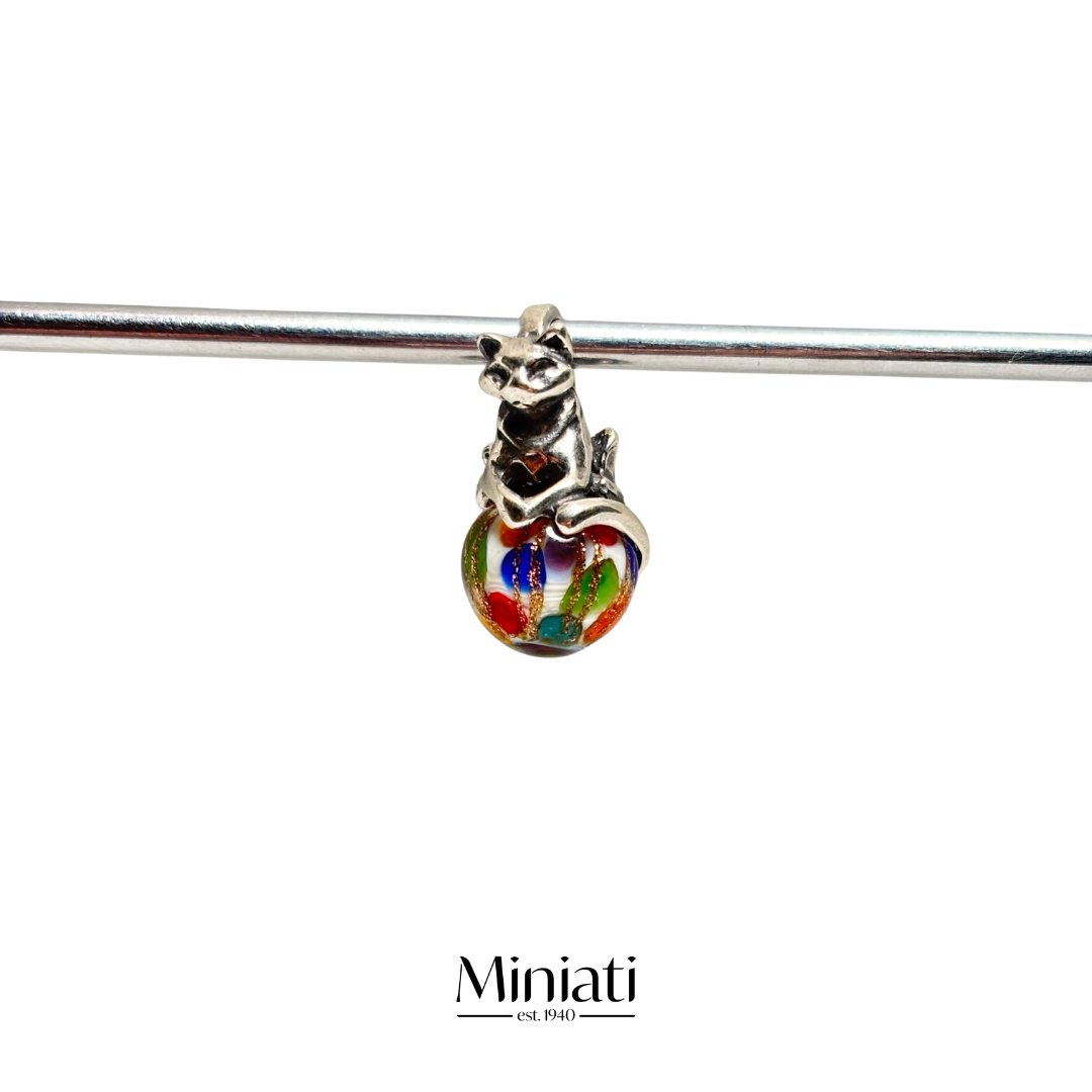 Trollbeads Pendente Gatto con Pallina Liscia Colorata